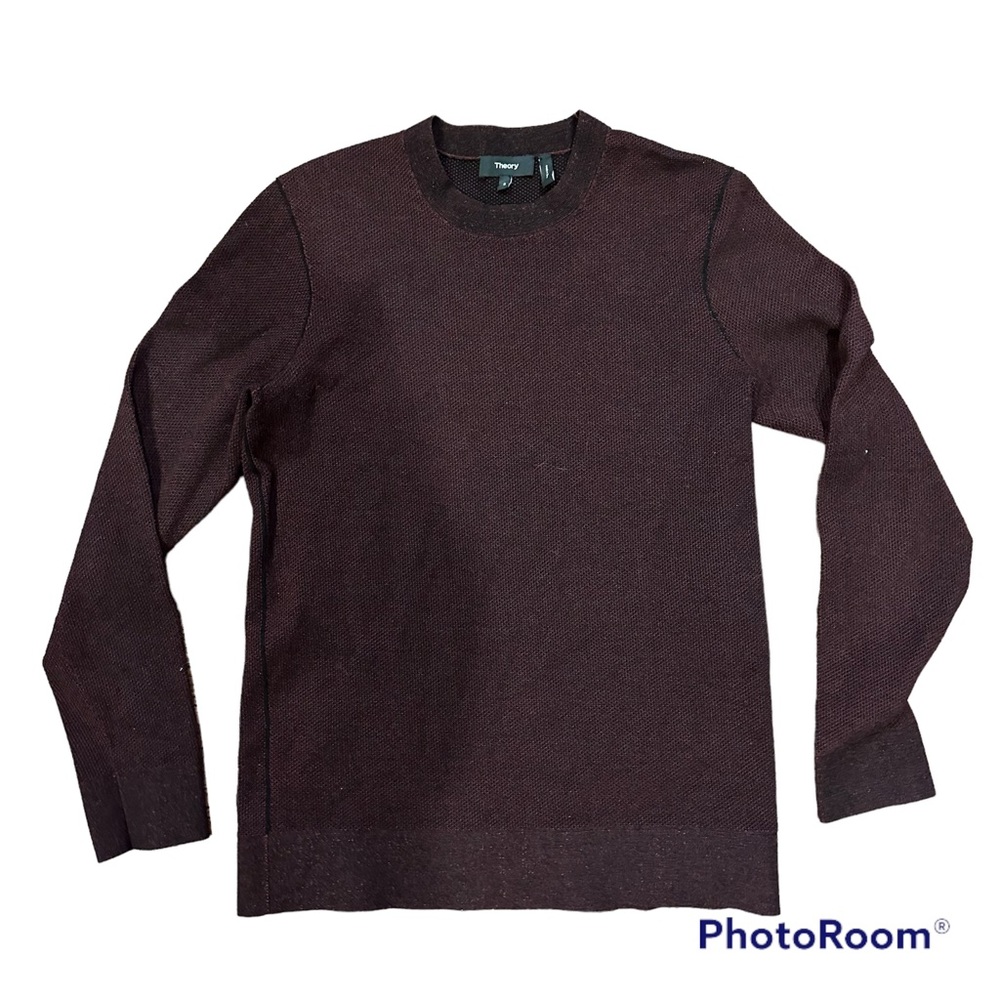 theory mens long sleeve lightweight plum crew‎ neck